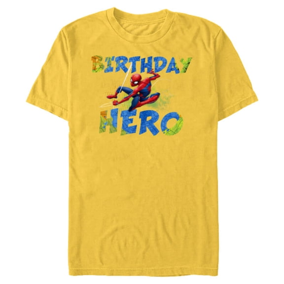 Marvel Super Heroes Spider-Man Birthday Hero - Short Sleeve Blended T-Shirt for Adults - Customized-Yellow