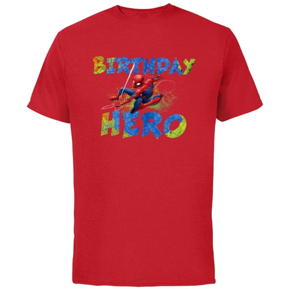 Marvel Super Heroes Spider-Man Birthday Hero - Short Sleeve Cotton T-Shirt for Adults - Customized-Red