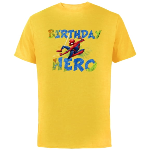 Marvel Super Heroes Spider-Man Birthday Hero - Short Sleeve Cotton T-Shirt for Adults - Customized-Yellow