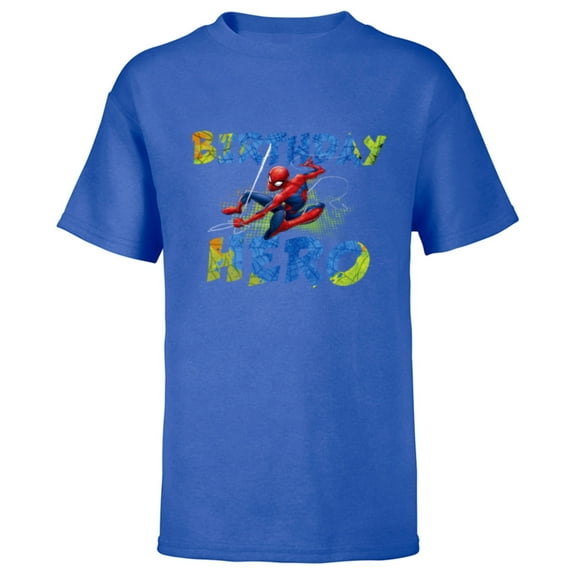 Marvel Super Heroes Spider-Man Birthday Hero - Short Sleeve T-Shirt for Kids - Customized-Royal