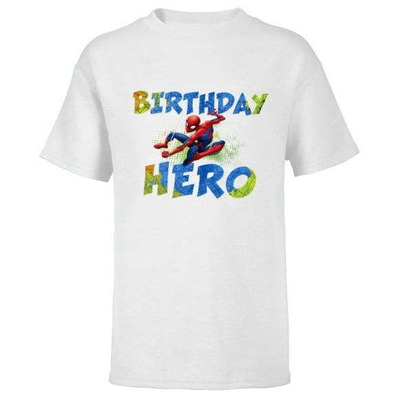 Marvel Super Heroes Spider-Man Birthday Hero - Short Sleeve T-Shirt for Kids - Customized-White