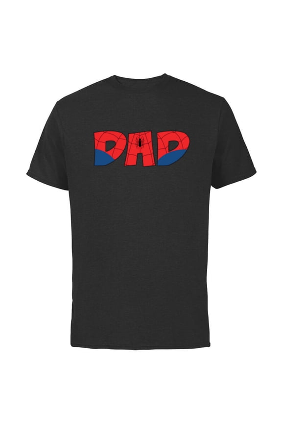 Super Heroes Spider-Man Costume Father’s Day Gift Dad - Short Sleeve Cotton T-Shirt for Adults - Customized-Black