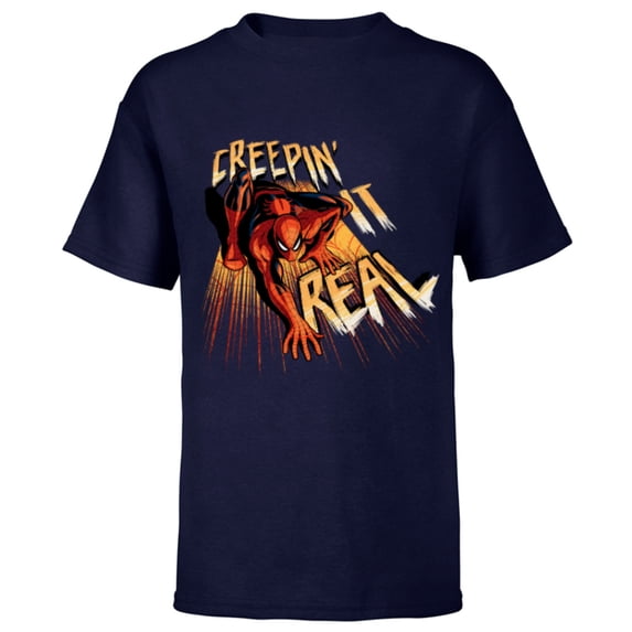 Marvel Super Heroes Spider-Man Creepin’ it Real Halloween - Short Sleeve T-Shirt for Kids - Customized-Navy