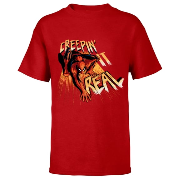 Marvel Super Heroes Spider-Man Creepin’ it Real Halloween - Short Sleeve T-Shirt for Kids - Customized-Red