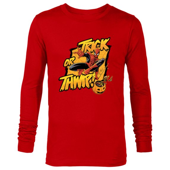Marvel Super Heroes Spider-Man Halloween Trick or Thwip! - Long Sleeve T-Shirt for Men - Customized-New Red