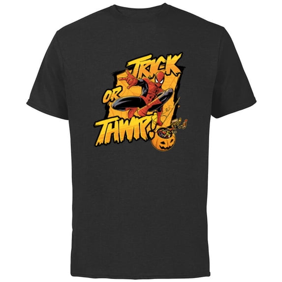 Marvel Super Heroes Spider-Man Halloween Trick or Thwip! - Short Sleeve Cotton T-Shirt for Adults - Customized-Black