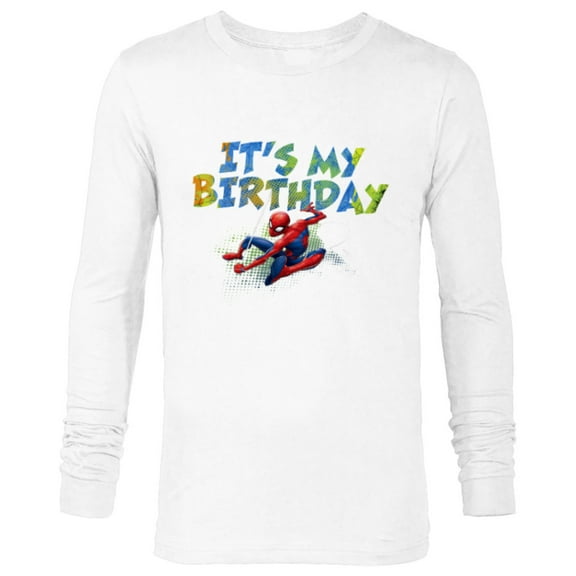 Marvel Super Heroes Spider-Man It’s My Birthday - Long Sleeve T-Shirt for Men - Customized-White