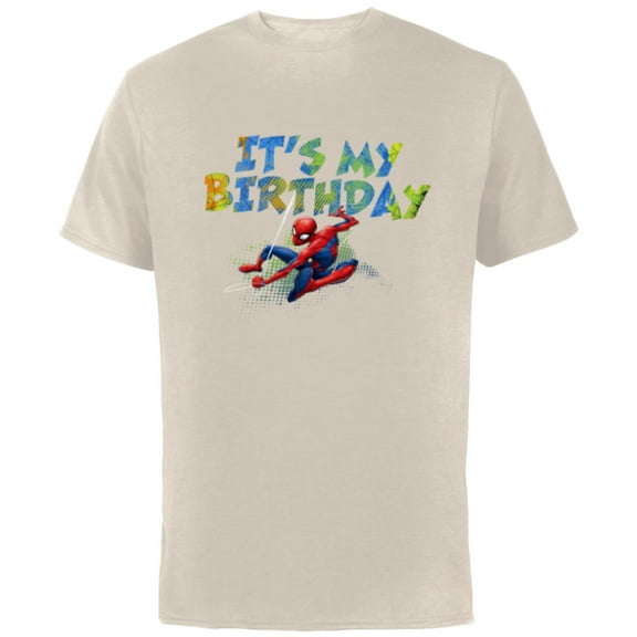 Marvel Super Heroes Spider-Man It’s My Birthday - Short Sleeve Cotton T-Shirt for Adults - Customized-Natural