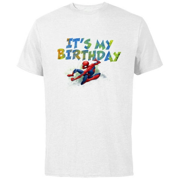 Marvel Super Heroes Spider-Man It’s My Birthday - Short Sleeve Cotton T-Shirt for Adults - Customized-White
