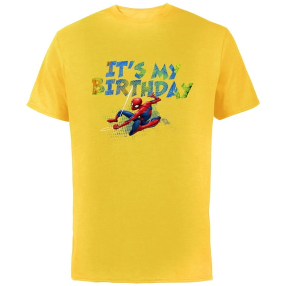 Marvel Super Heroes Spider-Man It’s My Birthday - Short Sleeve Cotton T-Shirt for Adults - Customized-Yellow