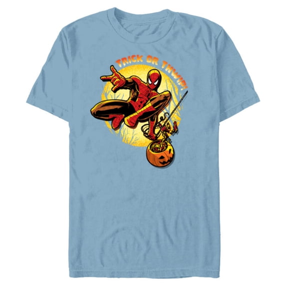 Marvel Super Heroes Spider-Man Trick or Thwip! Halloween - Short Sleeve Blended T-Shirt for Adults - Customized-Ocean Blue
