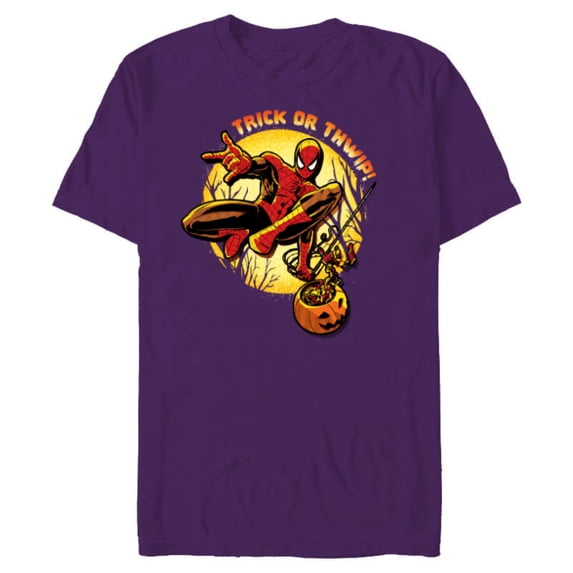 Marvel Super Heroes Spider-Man Trick or Thwip! Halloween - Short Sleeve Blended T-Shirt for Adults - Customized-Purple