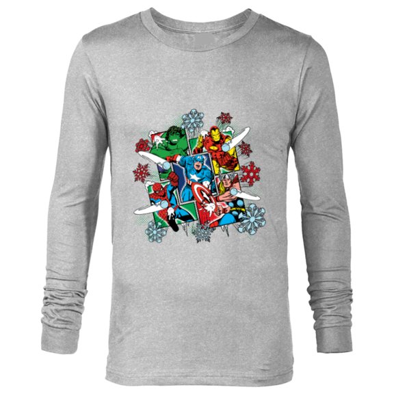 Marvel Super Heroes in Action Holiday - Long Sleeve T-Shirt for Men - Customized-Athletic Heather