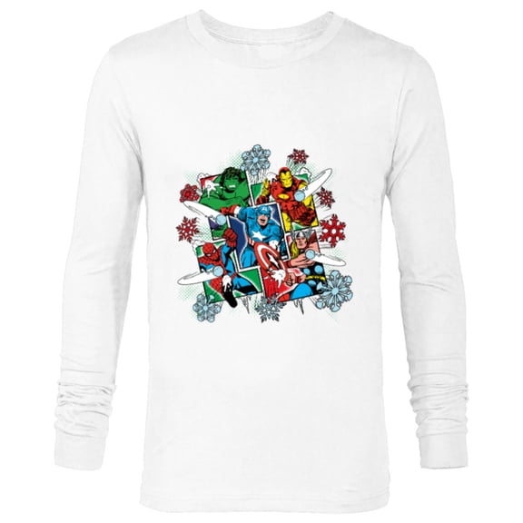 Marvel Super Heroes in Action Holiday - Long Sleeve T-Shirt for Men - Customized-White