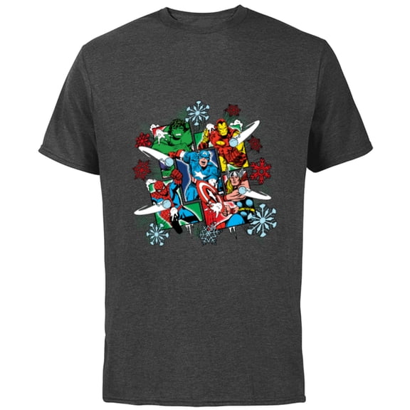 Marvel Super Heroes in Action Holiday - Short Sleeve Cotton T-Shirt for Adults - Customized-Charcoal