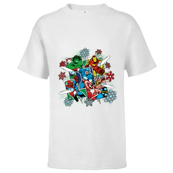 Marvel Super Heroes in Action Holiday - Short Sleeve T-Shirt for Kids - Customized-White