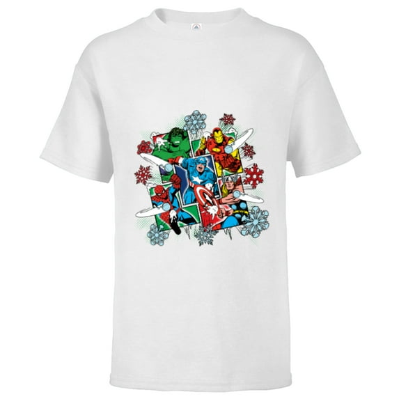 Marvel Super Heroes in Action Holiday - Short Sleeve T-Shirt for Kids - Customized-White