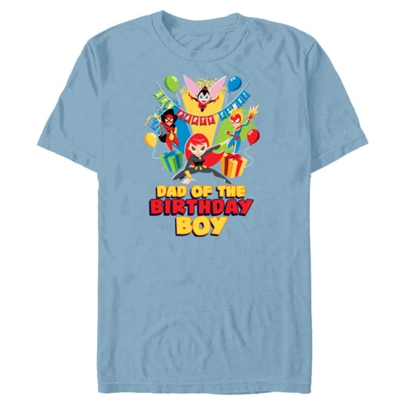 Marvel Super Women Family Party Dad of the Birthday Boy - Short Sleeve Blended T-Shirt for Adults - Customized-Ocean Blue