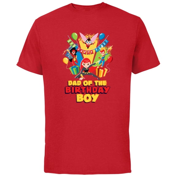Marvel Super Women Family Party Dad of the Birthday Boy - Short Sleeve Cotton T-Shirt for Adults - Customized-Red