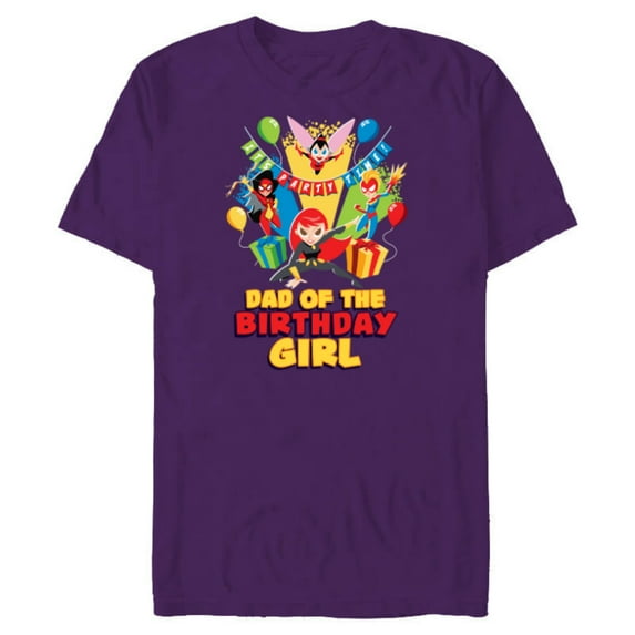Marvel Super Women Family Party Dad of the Birthday Girl - Short Sleeve Blended T-Shirt for Adults - Customized-Purple