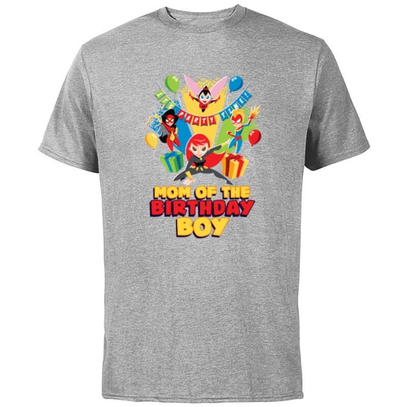 Marvel Super Women Family Party Mom of the Birthday Boy - Short Sleeve Cotton T-Shirt for Adults - Customized-Athletic Heather