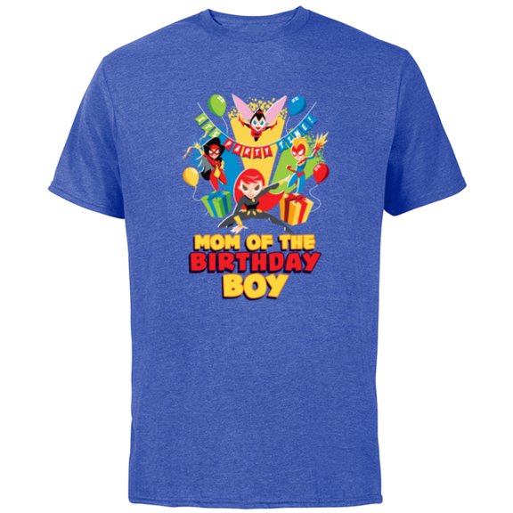 Marvel Super Women Family Party Mom of the Birthday Boy - Short Sleeve Cotton T-Shirt for Adults - Customized-Royal Heather