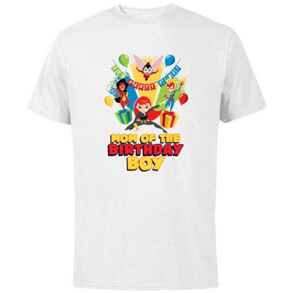 Marvel Super Women Family Party Mom of the Birthday Boy - Short Sleeve Cotton T-Shirt for Adults - Customized-White