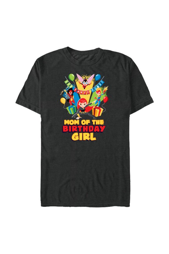Super Women Family Party Mom of the Birthday Girl - Short Sleeve Blended T-Shirt for Adults - Customized-Dark Heather