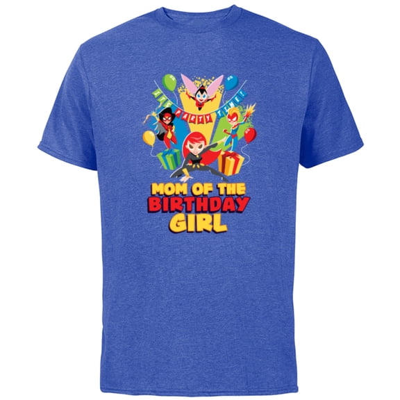 Marvel Super Women Family Party Mom of the Birthday Girl - Short Sleeve Cotton T-Shirt for Adults - Customized-Royal Heather