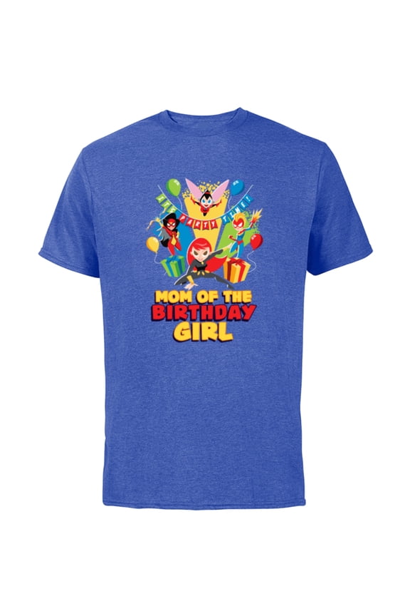 Super Women Family Party Mom of the Birthday Girl - Short Sleeve Cotton T-Shirt for Adults - Customized-Royal Heather