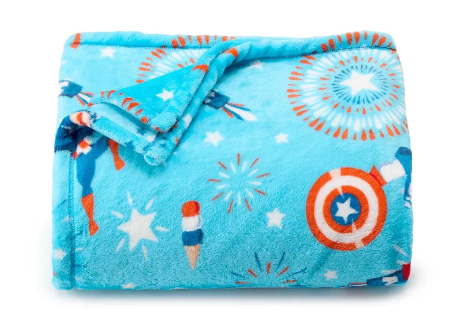 Marvel Superhero Captain America Large Plush Fleece Print Blanket, 60" X 72"