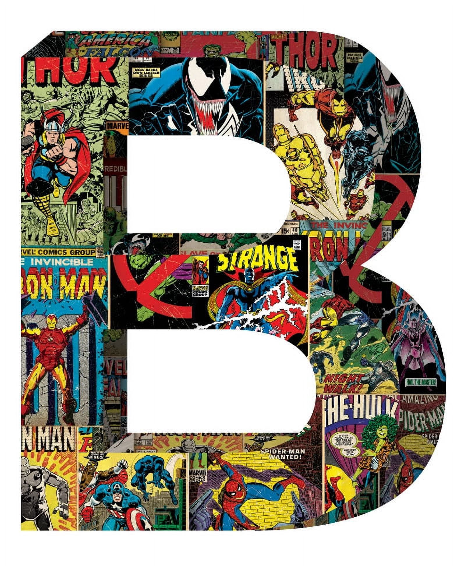 Marvel Superhero Retro Comics Wooden Letter 'B' with Hooks