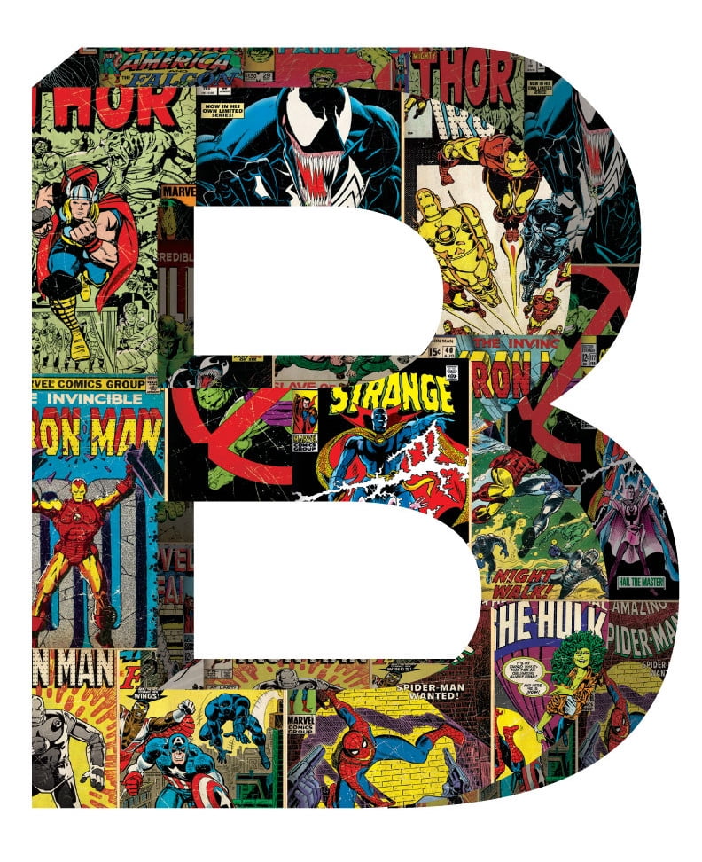 Marvel Superhero Retro Comics Wooden Letter 'B' With Hooks - Walmart.com