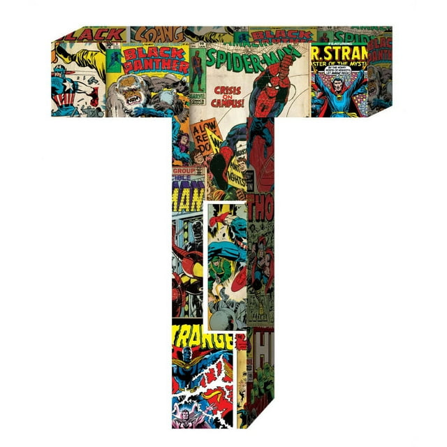 Marvel Superhero Retro Comics Wooden Letter 'T' with Hooks