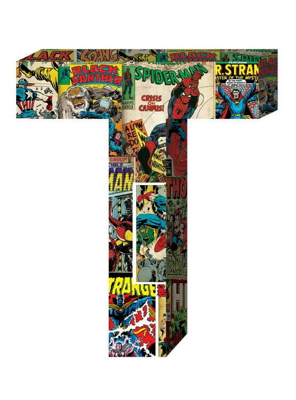 Marvel Superhero Retro Comics Wooden Letter 'T' with Hooks