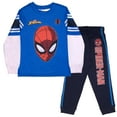 thumbnail image 1 of Marvel Superheroes Avengers and Spider-Man 2-Piece Set, Boys Long Sleeve Active Mesh T-Shirt & Pants 2-Pack Bundle Set, 1 of 7