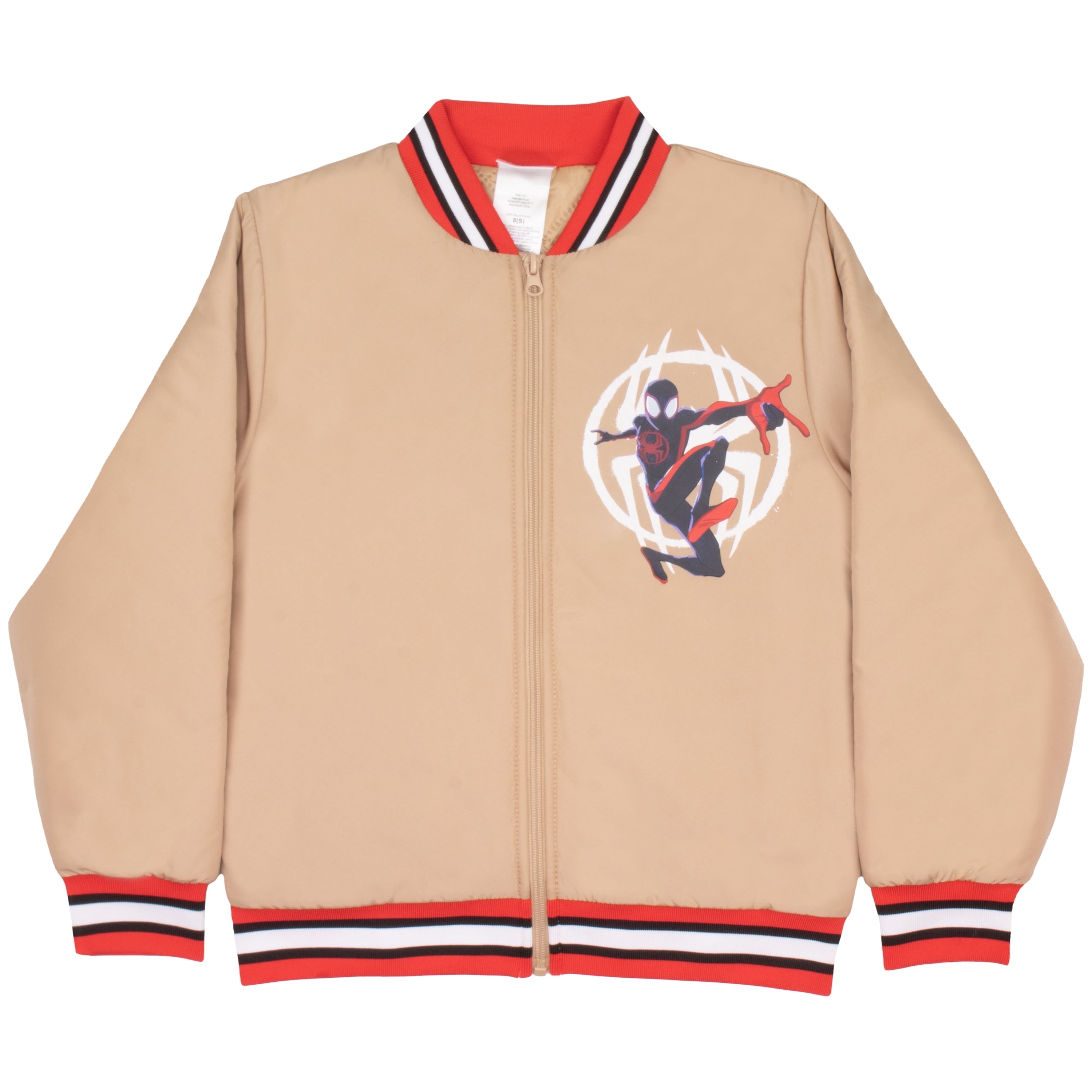 Marvel Superheroes Bomber Jacket for Boys, Avengers Spider-Man Black Panther Miles Morales Bomber Jacket (Size 8-20)