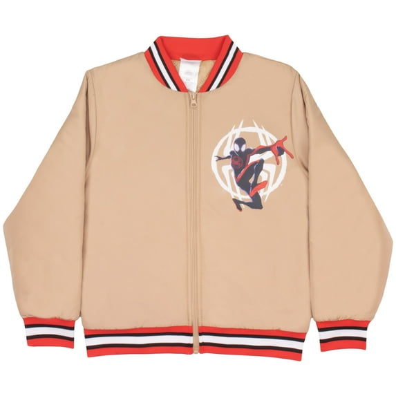 Marvel Superheroes Bomber Jacket for Boys, Avengers Spider-Man Black Panther Miles Morales Bomber Jacket (Size 8-20)