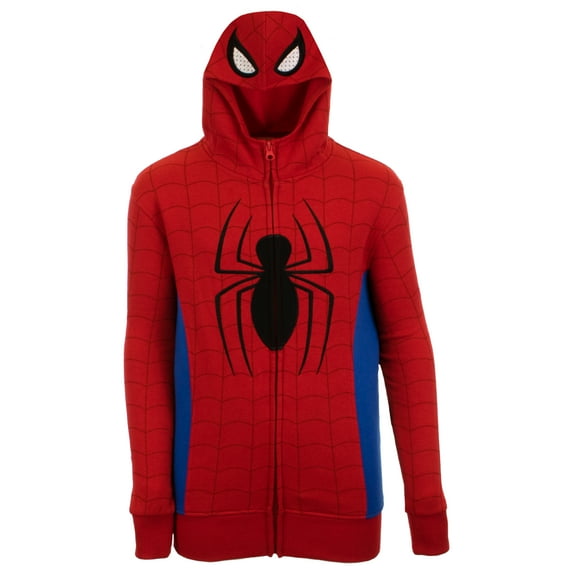 Marvel Superheroes Boys Zip-Up Fashion Hoodie for Kids, Boys Spider-Man & Avengers Costume Cosplay Hooded Sweatshirt for Kids (Size 4-16)
