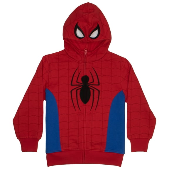 Marvel Superheroes Boys Zip-Up Fashion Hoodie for Kids, Boys Spider-Man & Avengers Costume Cosplay Hooded Sweatshirt for Kids (Sizes 4-16)