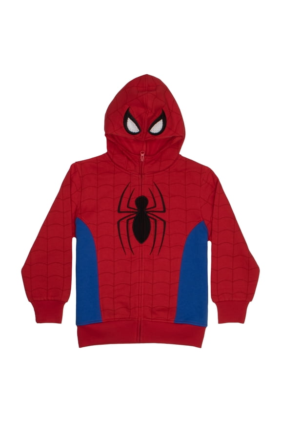 Superheroes Boys Zip-Up Fashion Hoodie for Kids, Boys Spider-Man & Avengers Costume Cosplay Hooded Sweatshirt for Kids (Sizes 4-16)
