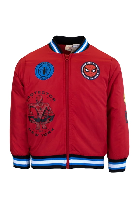 Superheroes Characters Boys Bomber Jacket, Spider-Man (Sizes 4-18)