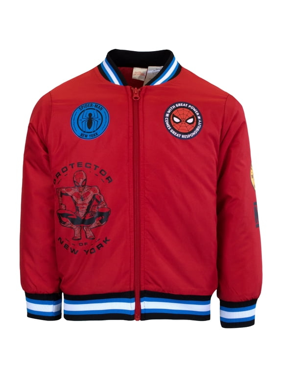 Superheroes Characters Boys Bomber Jacket, Spider-Man (Sizes 4-18)