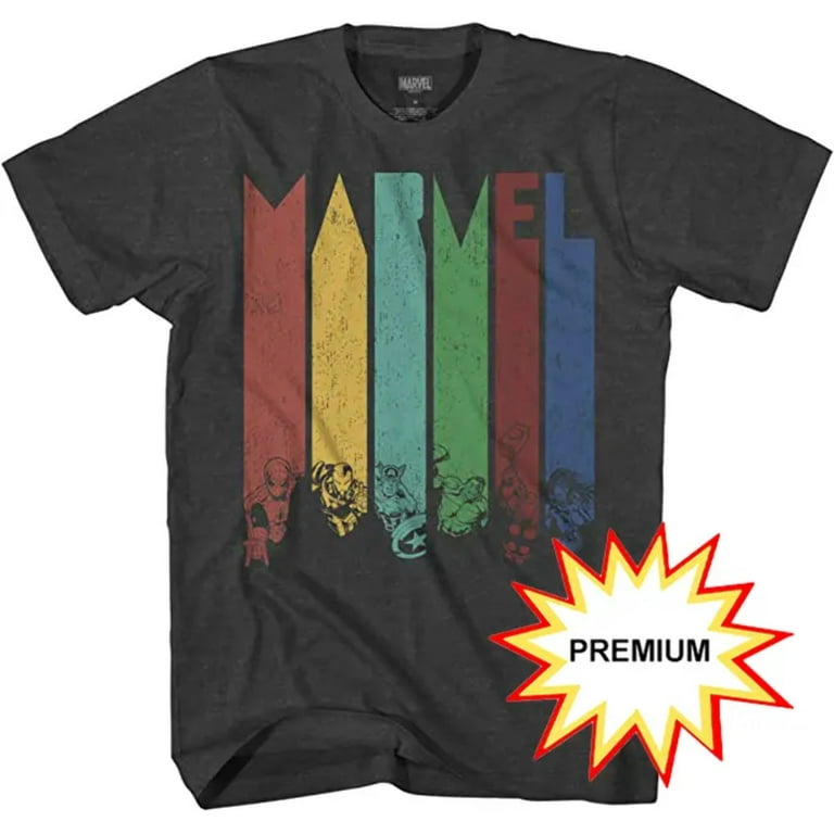 Marvel T Shirt Men Graphic Adult Tshirt Hulk Captain America Iron Man Thor Widow Superhero Tee Color Daze Premium Charcoal Heather XX Large Walmart