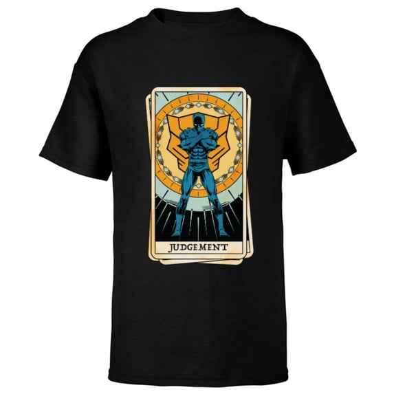 Marvel Tarot Arcana Black Panther as the Judgement Card - Short Sleeve T-Shirt for Kids - Customized-Black