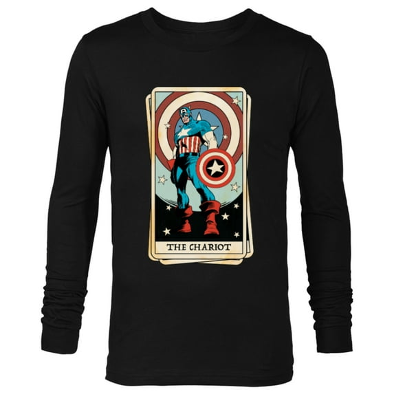 Marvel Tarot Arcana Captain America as the Chariot Card - Long Sleeve T-Shirt for Men - Customized-Black