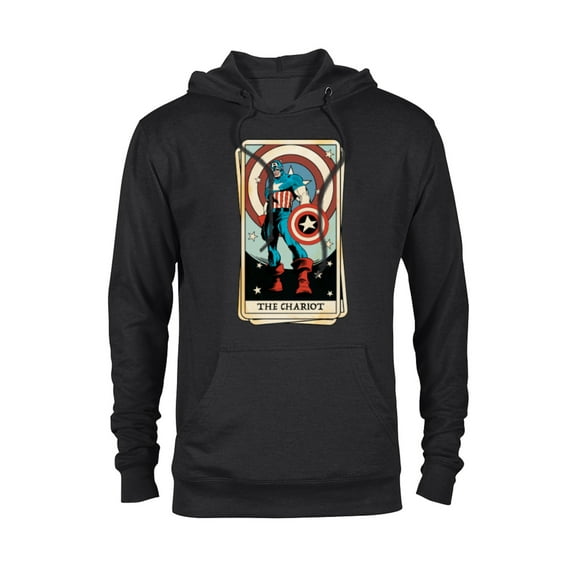 Marvel Tarot Arcana Captain America as the Chariot Card - Pullover Hoodie for Adults - Customized-Black