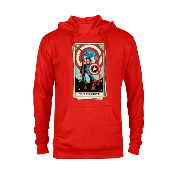 Marvel Tarot Arcana Captain America as the Chariot Card - Pullover Hoodie for Adults - Customized-Red