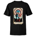 thumbnail image 1 of Marvel Tarot Arcana Captain America as the Chariot Card - Short Sleeve T-Shirt for Kids - Customized-Black, 1 of 5