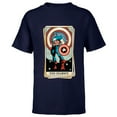 thumbnail image 1 of Marvel Tarot Arcana Captain America as the Chariot Card - Short Sleeve T-Shirt for Kids - Customized-Navy, 1 of 5